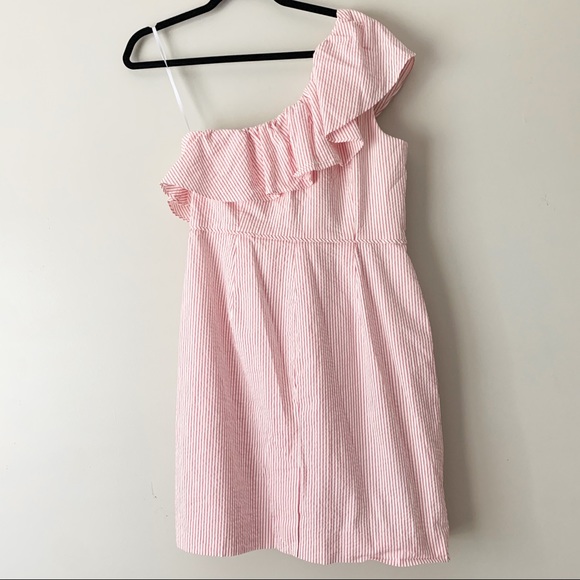 J.Crew One Shoulder Ruffle Seersucker Dress - Picture 12 of 15